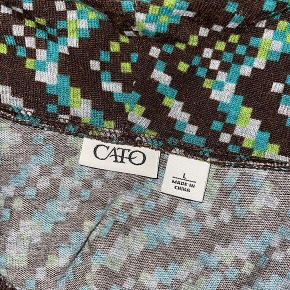 Cato Womens Brown & Green Cowl Neck Short Sleeve Layered Stretch Shirt Large - Picture 3 of 5